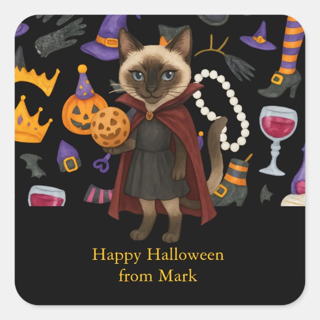 Adesivo Quadrado Festa de halloween de picleball para amantes de ga (Frente)