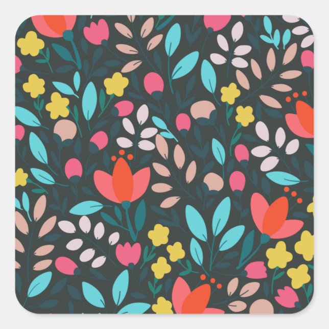 Adesivo Quadrado Festa de Jardim Primavera de Whimsso (Frente)