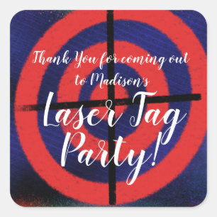 Adesivo Quadrado Festa de Laser Tag Grunge Dart