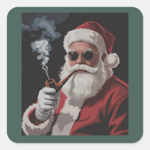 Adesivo Quadrado Festa de Natal do Papai Noel Fumando Natal Festa N