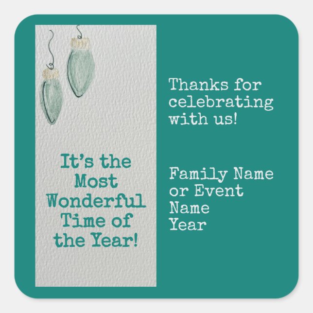 Adesivo Quadrado Festa de Natal Familiar Vinheta (Frente)