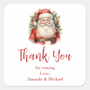 Adesivo Quadrado Festa de Papai Noel natais vintages Obrigado