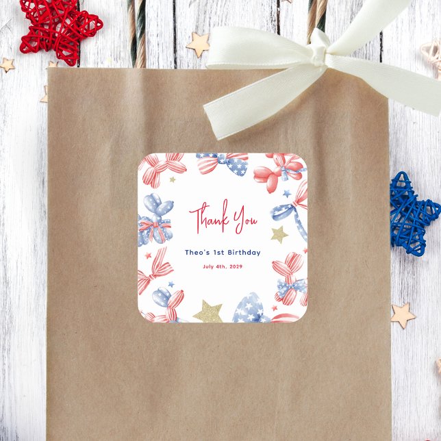 Adesivo Quadrado Festa de primeiro aniversario de Arco de Balão de  (Criador carregado)