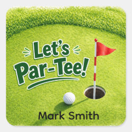 Adesivo Quadrado Festa de Putting Green Par-Tee de Golfe 