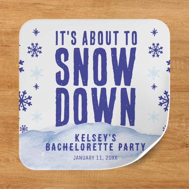 Adesivo Quadrado Festa de Solteira de Esqui de Inverno Floco de Nev (Winter Skiing Snow Snowflake Bachelorette Party Square Sticker
)