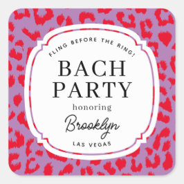 Adesivo Quadrado Festa de solteira para impressão de animais vermel
