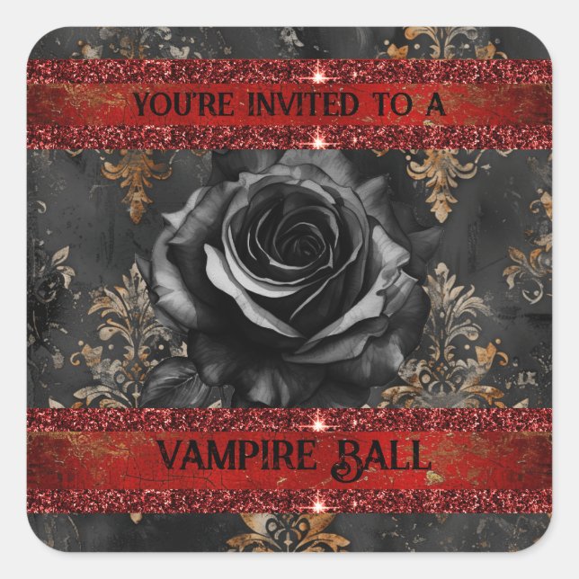 Adesivo Quadrado Festa de vampiro assustador do Halloween (Frente)