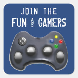 Adesivo Quadrado festa de videogame