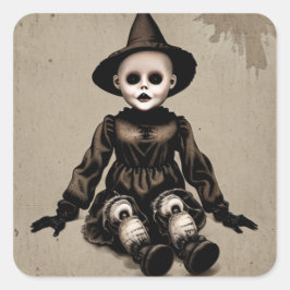 Adesivo Quadrado Festa do Dia das Bruxas da Boneca Assustadora