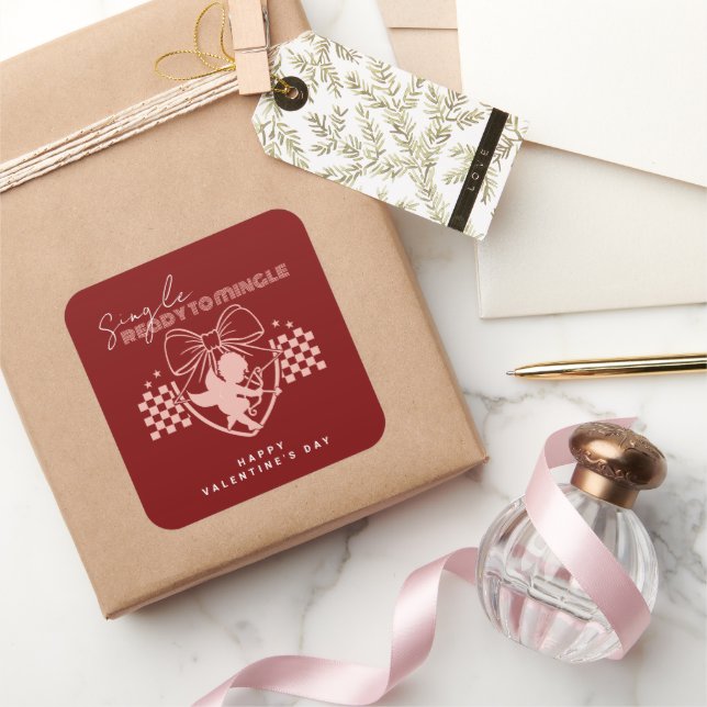 Adesivo Quadrado Festa do Dia dos Namorados do Cupido Solteiro (Presentear)