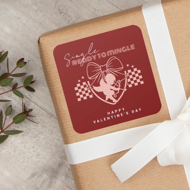 Adesivo Quadrado Festa do Dia dos Namorados do Cupido Solteiro (Criador carregado)