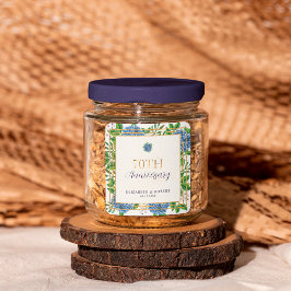 Adesivo Quadrado Festa Dourada de 70 de Casamento de Hydrangea