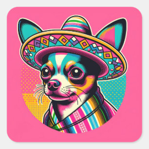 Adesivo Quadrado Festa Festiva Chihuahua Stickers