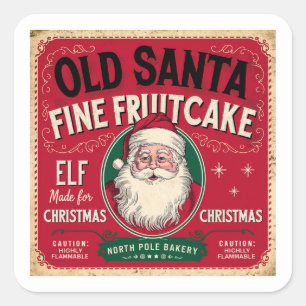 Adesivo Quadrado Festa festiva de bolo de fruta de Natal