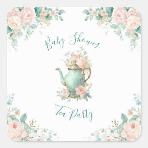 Adesivo Quadrado Festa Floral Romântica de Rosas Vintage Shabby Chi