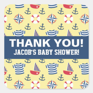 Adesivo Quadrado Festa Náutica de Âncora Coca-Marinha Colorida