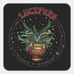 Adesivo Quadrado Festa Negra Engraçada do Halloween Planta Demon Lu