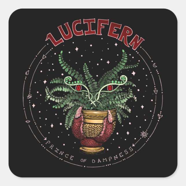 Adesivo Quadrado Festa Negra Engraçada do Halloween Planta Demon Lu (Frente)