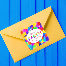 Adesivo Quadrado Festa Personalizada Arco-Íris