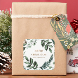 Adesivo Quadrado Festas Folhagens de Inverno Feliz Natal