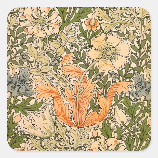 Adesivo Quadrado Festival de Flores William Morris Spring Compton (Frente)