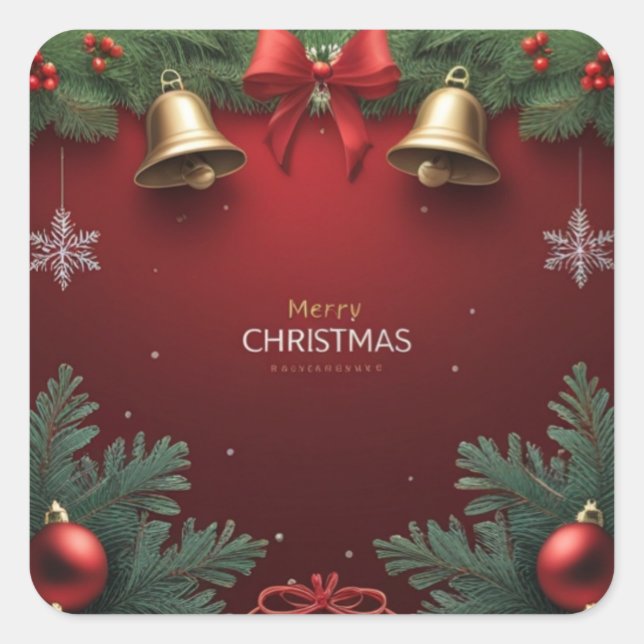 Adesivo Quadrado Festive Christmas Bells and Ornaments design  (Frente)