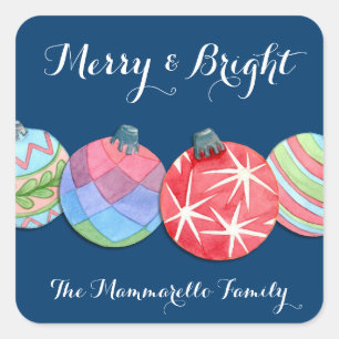 Adesivo Quadrado Festivo algumas bolas do feriado do Natal do texto