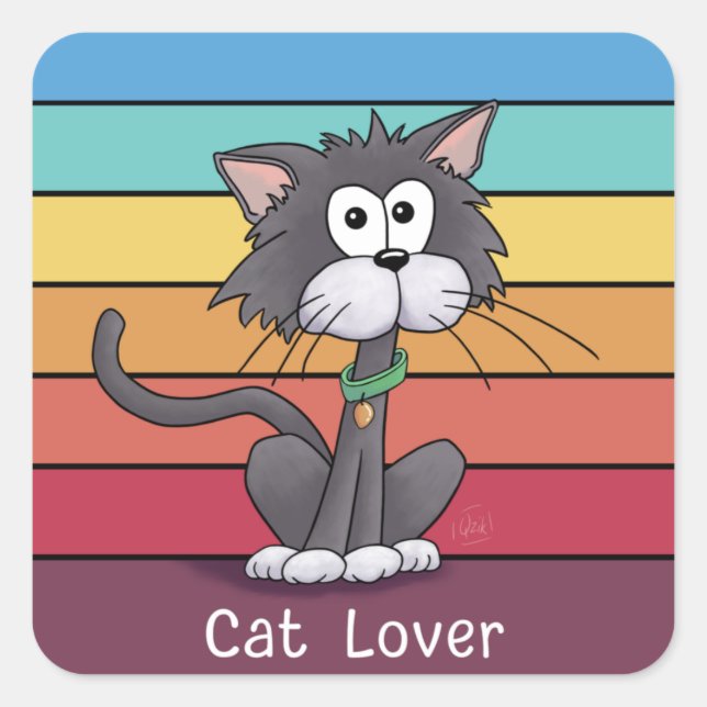 Adesivo Quadrado Festivo Cat Lover (Frente)