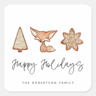 Adesivo Quadrado Festivo Cookie Trio Natal