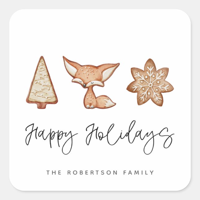 Adesivo Quadrado Festivo Cookie Trio Natal (Frente)