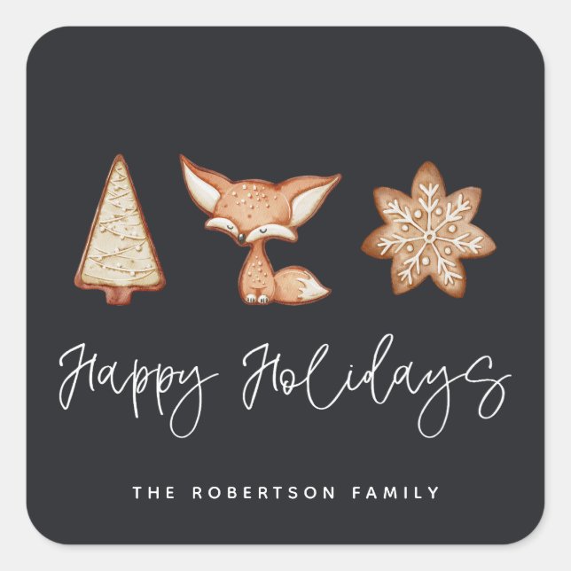 Adesivo Quadrado Festivo Cookie Trio Natal (Frente)