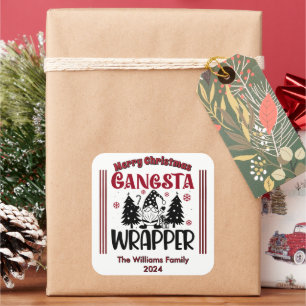 Adesivo Quadrado Festivo Gangsta Wrapper Com Elementos De Natal