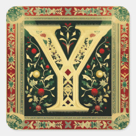 Adesivo Quadrado Festivo - Letra Y com Verdes de Natal