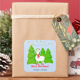 Adesivo Quadrado Festivo Llama Christmas