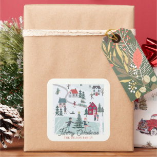 Adesivo Quadrado FesWinter Winter Town/Village Holiday