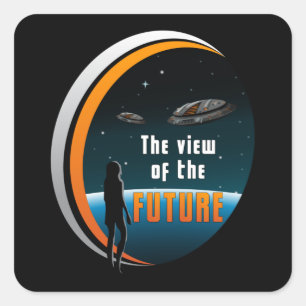 Adesivo Quadrado Ficção científica Alienígena espacial Ufo Pres