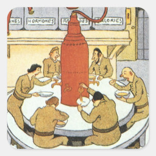 Adesivo Quadrado Ficção Científica Vintage, Cientistas de Laboratór