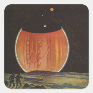 Adesivo Quadrado Ficha científica em Vintage, astronautas em Ganyme