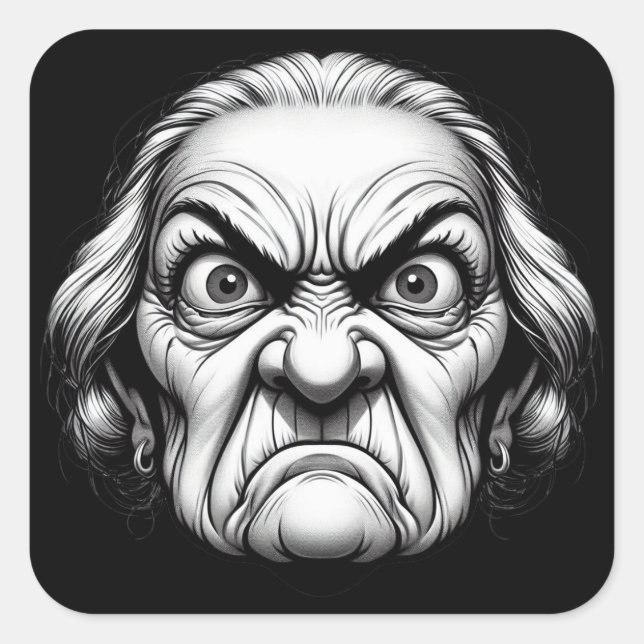 Adesivo Quadrado "Fierce Old Woman"  (Frente)