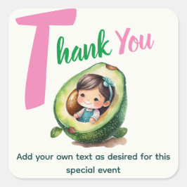 Adesivo Quadrado Fiesta Baby Girl Chá Avocado Cute Divertido Modern