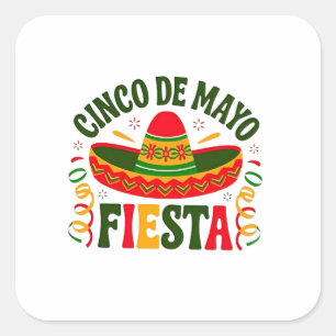 Adesivo Quadrado Fiesta Squad Cinco De Mayo Mexicano Sombrero