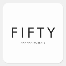 Adesivo Quadrado Fifty Name 50th Birthday Party