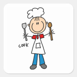 Adesivo Quadrado Figura de Palito Cozinheiro