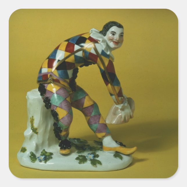 Adesivo Quadrado Figura Meissen de Harlequin, c.1750 (Frente)