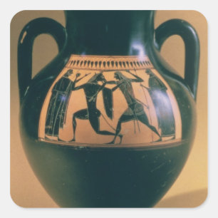 Adesivo Quadrado Figura preta amphora do sótão que descreve These