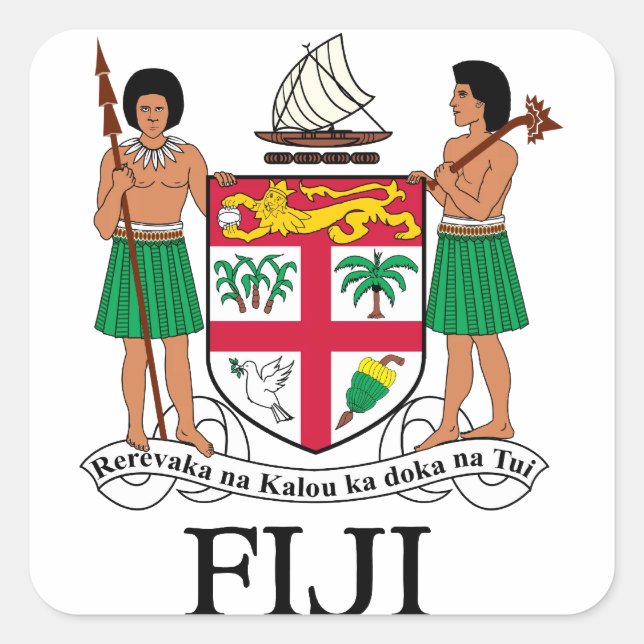 Adesivo Quadrado FIJI - emblema / bandeira / casaco de armas / símb (Frente)