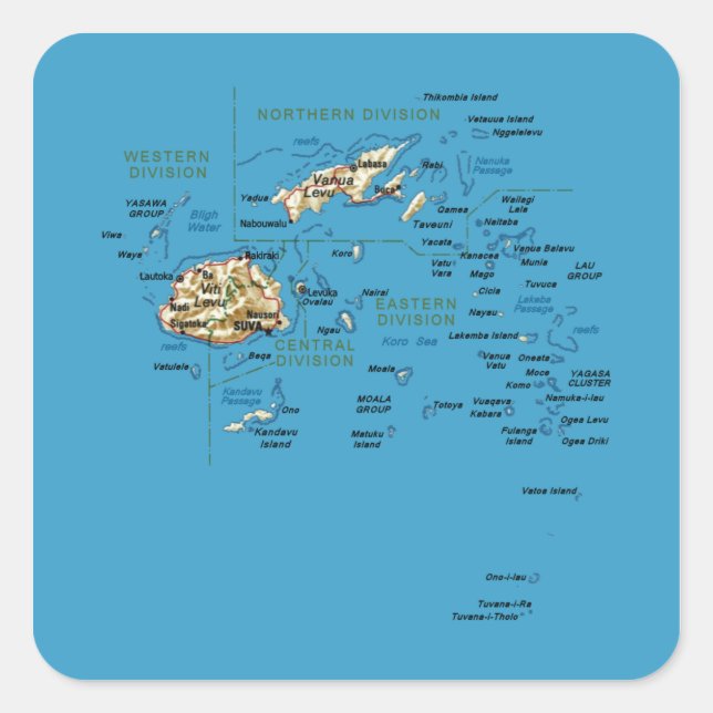 Adesivo Quadrado Fiji Map Sticker (Frente)