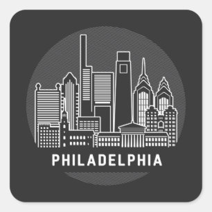 Adesivo Quadrado Filadélfia Pennsylvania Skyline