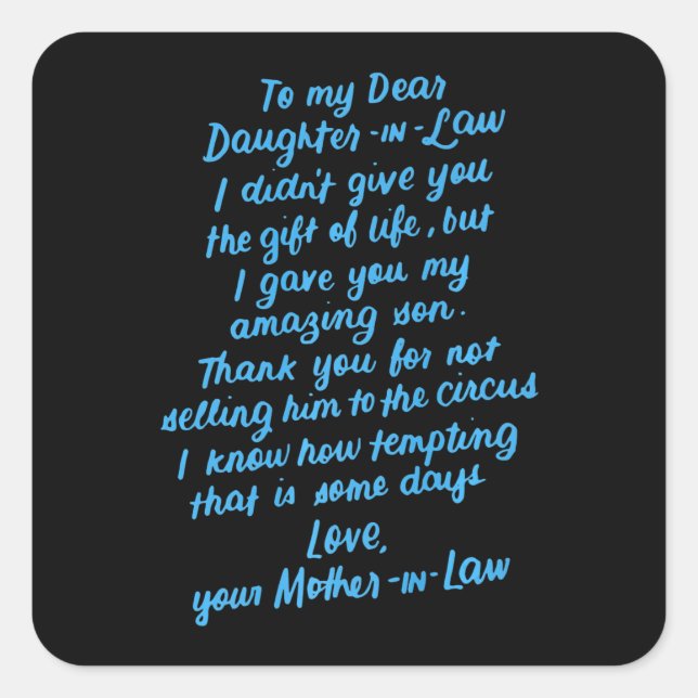 Adesivo Quadrado Filha Engraçada De Direito Para Minha Querida Filh (Frente)