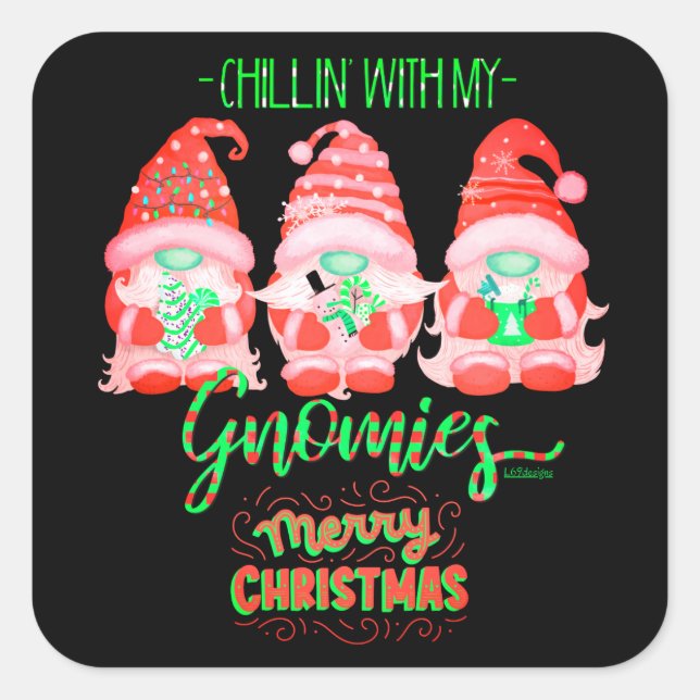 Adesivo Quadrado FILHEM COM MEUS GNOMES, natal engraçado (Frente)